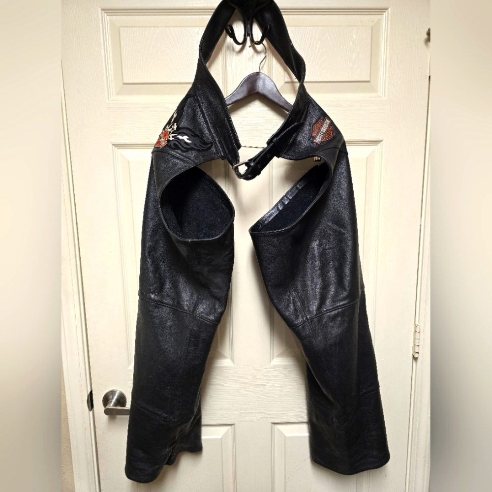 Harley-Davidson Black Leather Motorcycle Chaps